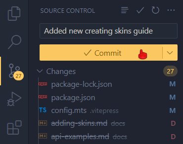 screenshot of the source control tab in vs code